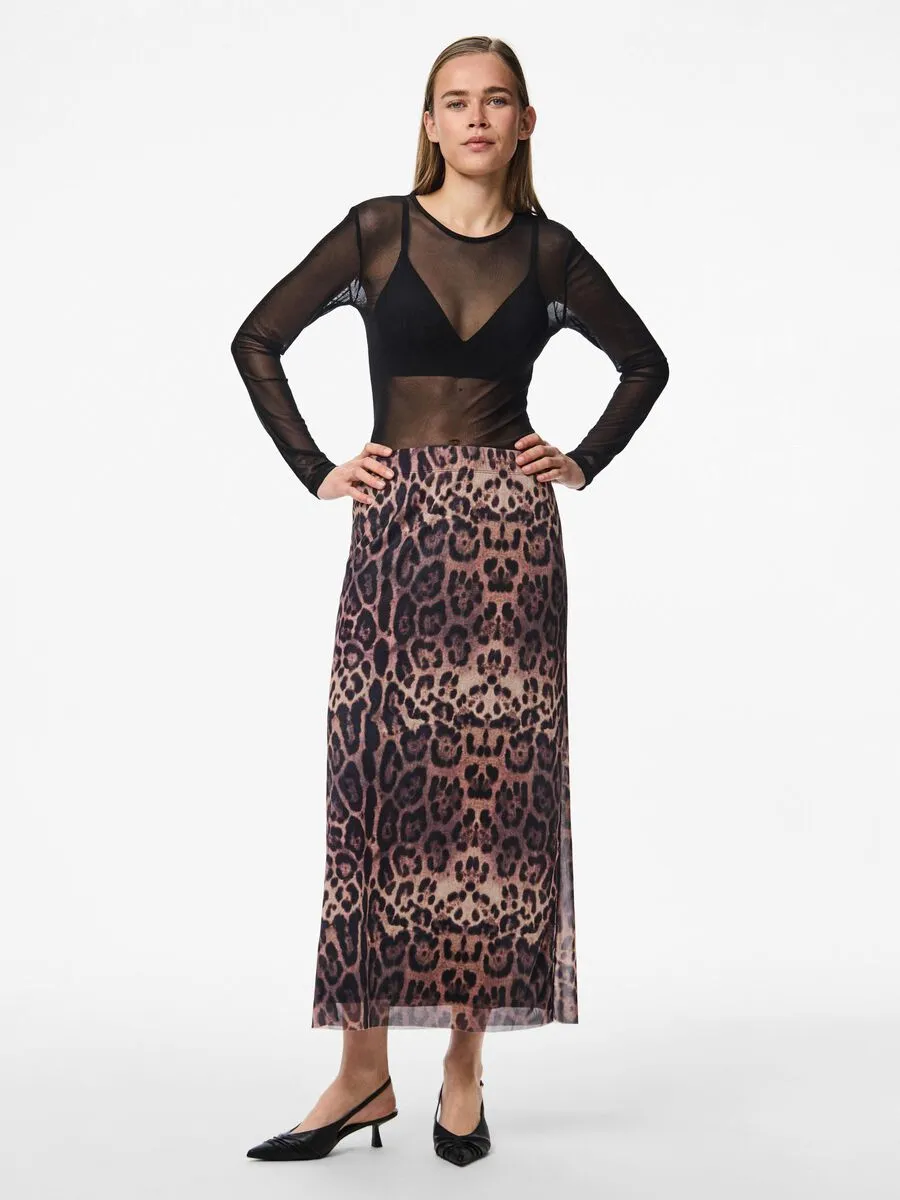 Ada High Waist Ankle Skirt (Black Leo)