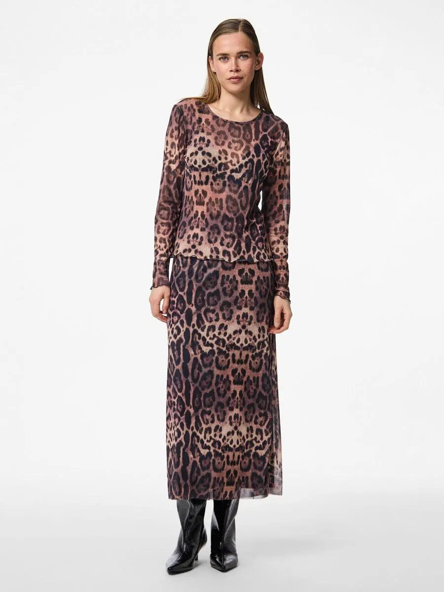 Ada High Waist Ankle Skirt (Black Leo)