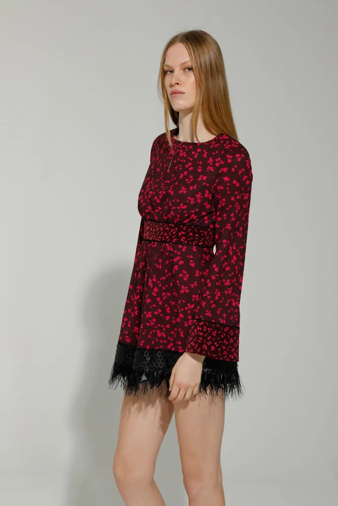 ASTRA MINI DRESS (PINK/ BURGUNDY)