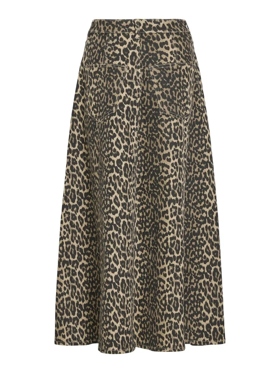 Chia Leopard Print Midi Skirt (Birch/Leopard)