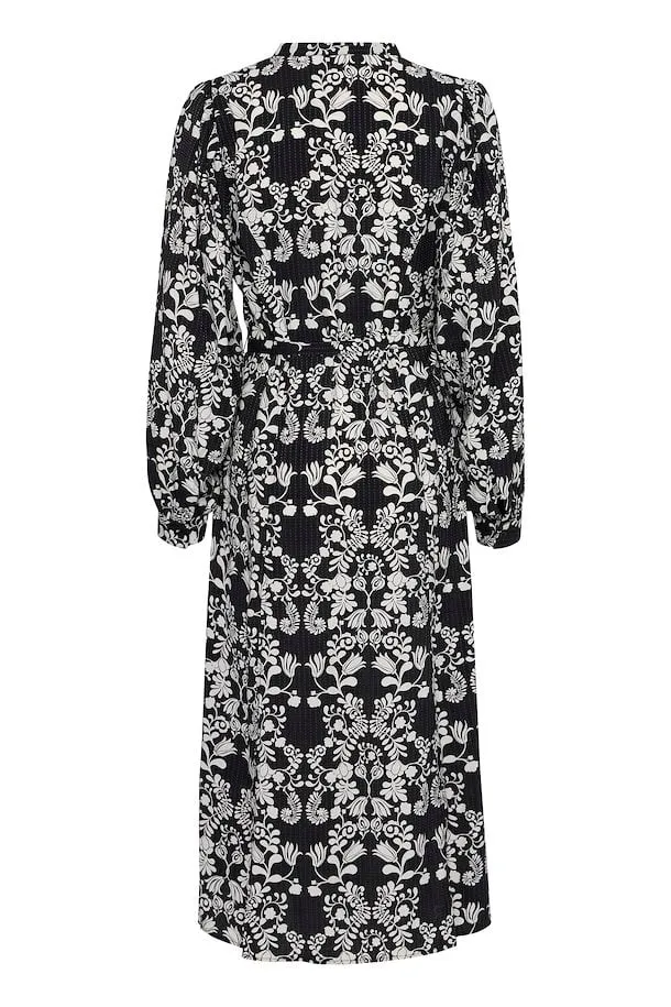 Cina Midi Dress (Black Flower)