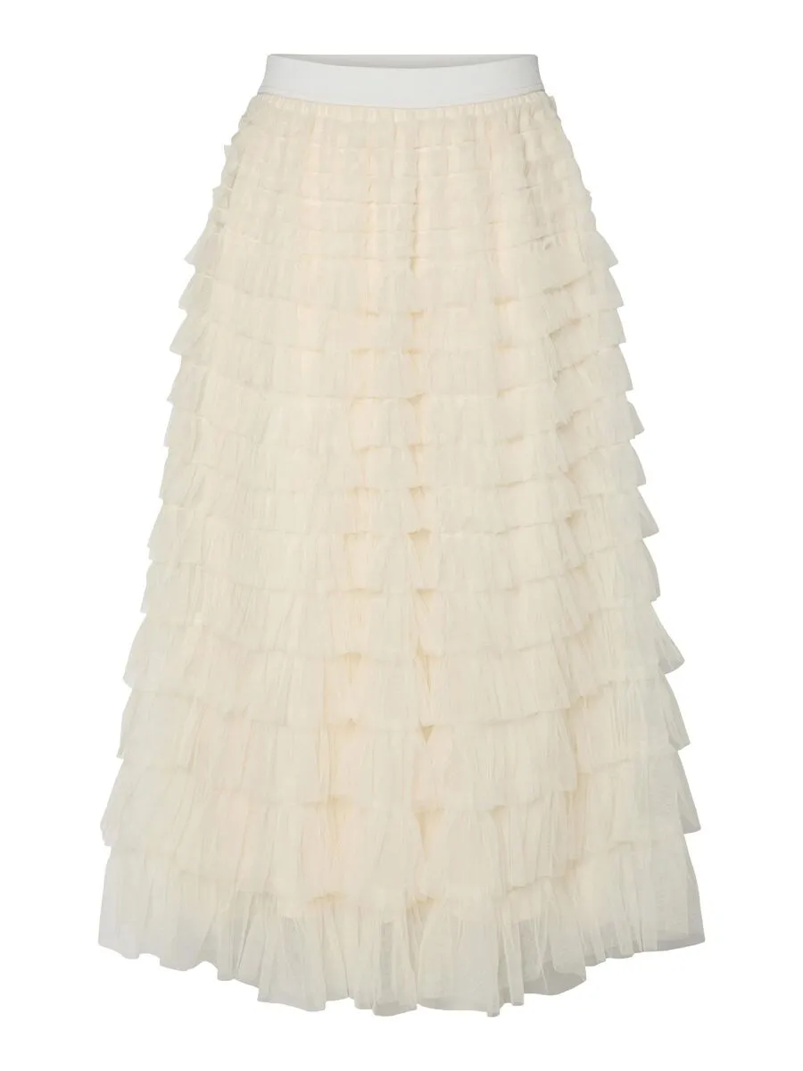 Farely Tiered Tulle Skirt (Gardenia)
