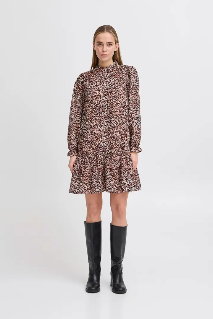 Fary Long Sleeve Mini Dress (Leopard)