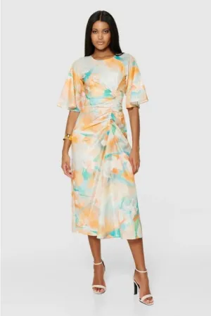Gloria A-Line Midi Dress (Orange)
