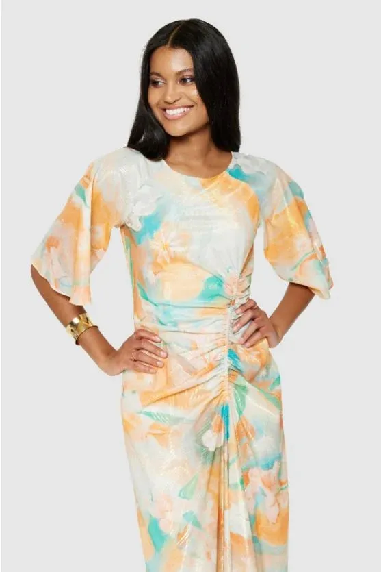 Gloria A-Line Midi Dress (Orange)