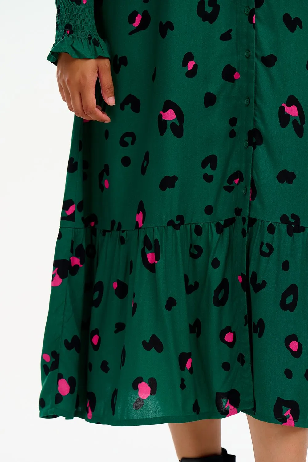 GWEN MIDI TIERED DRESS (GREEN)