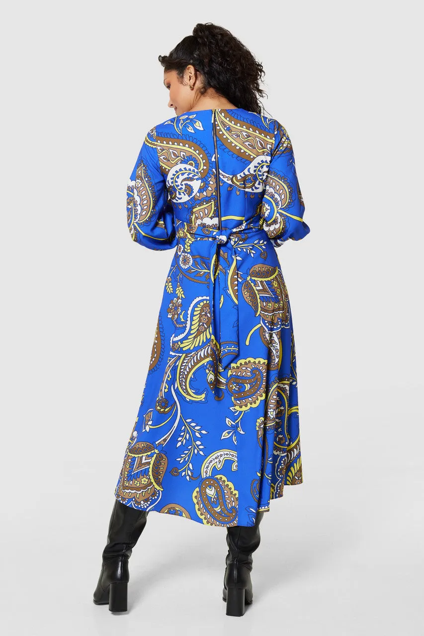 Hayleigh High Low Wrap Dress (Royal Blue)