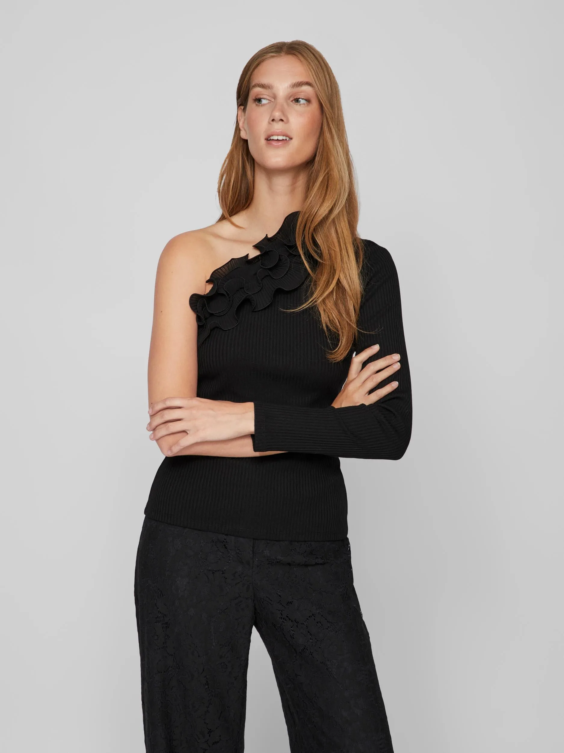 IMIA ONE SHOULDER TOP (BLACK)