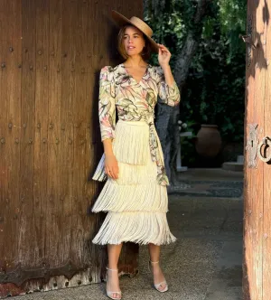 Isabelle Fringe Skirt (Cream)
