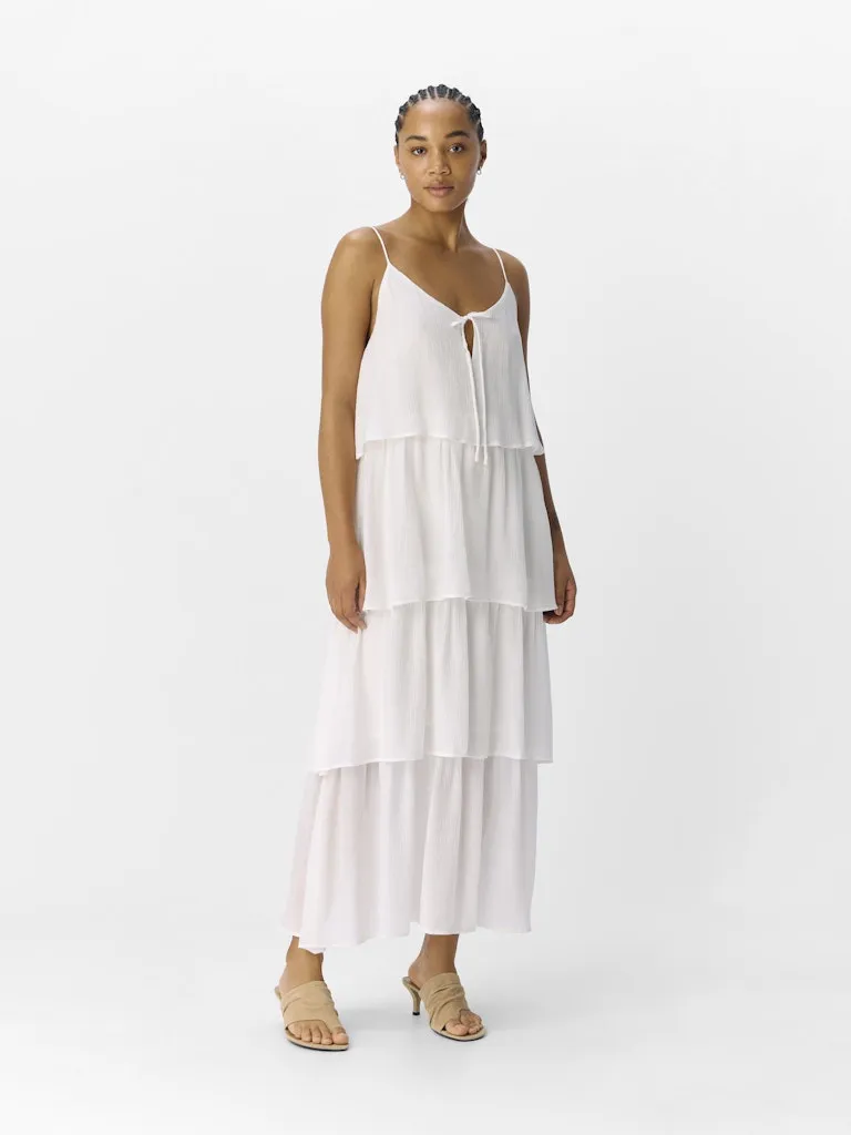 Jan Tiered Midi Dress (White)
