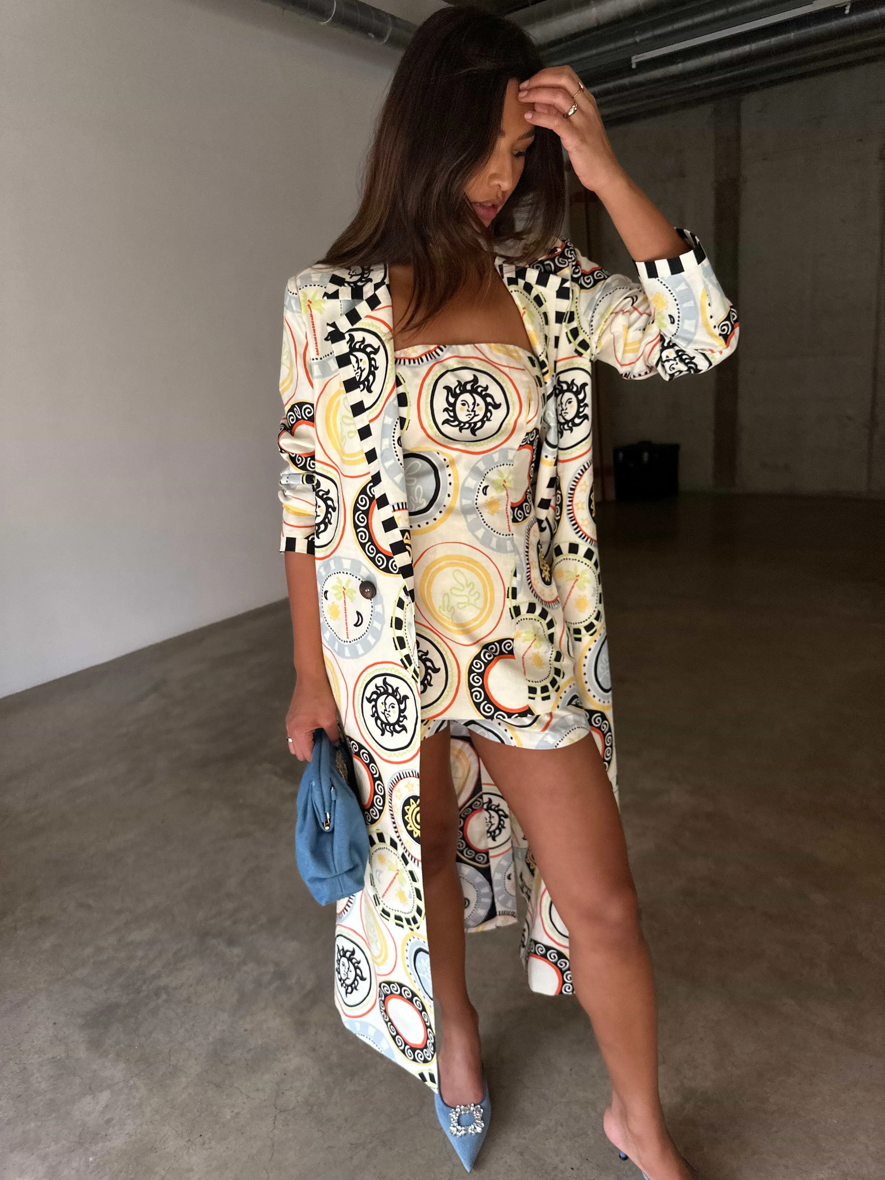 Mosaic Plate 55 Long Jacket (Cream)