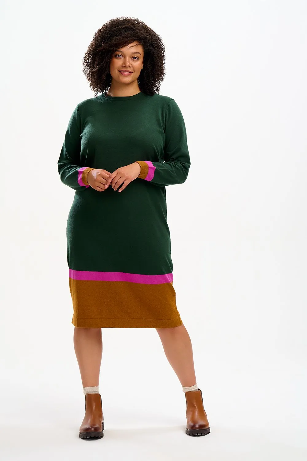 NALA MIDI KNIT DRESS (DARK GREEN/AUTUMN)