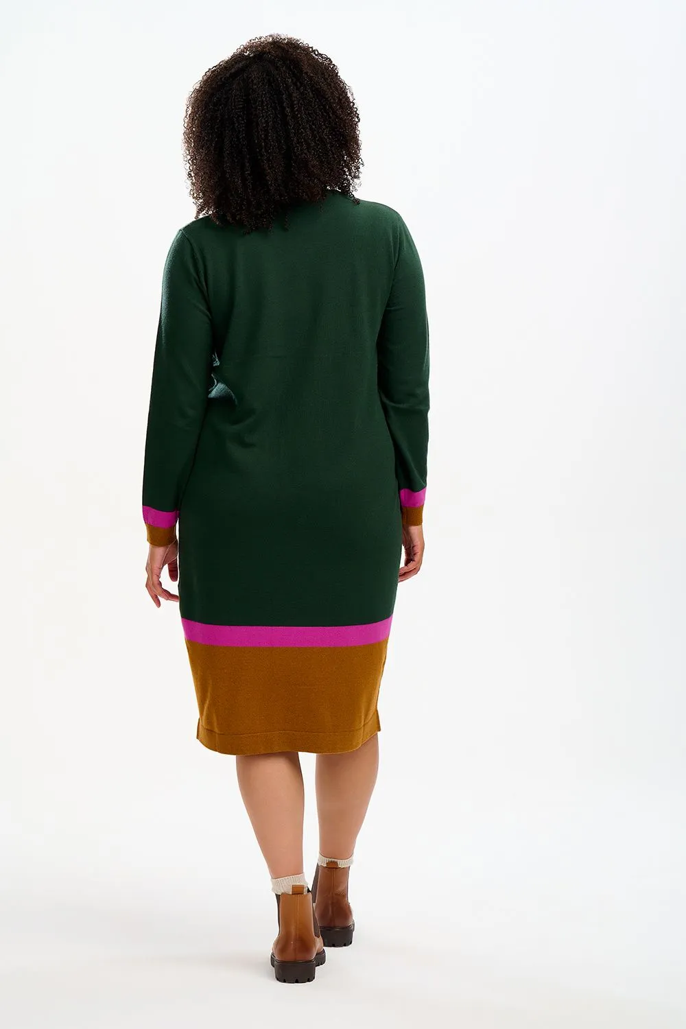 NALA MIDI KNIT DRESS (DARK GREEN/AUTUMN)