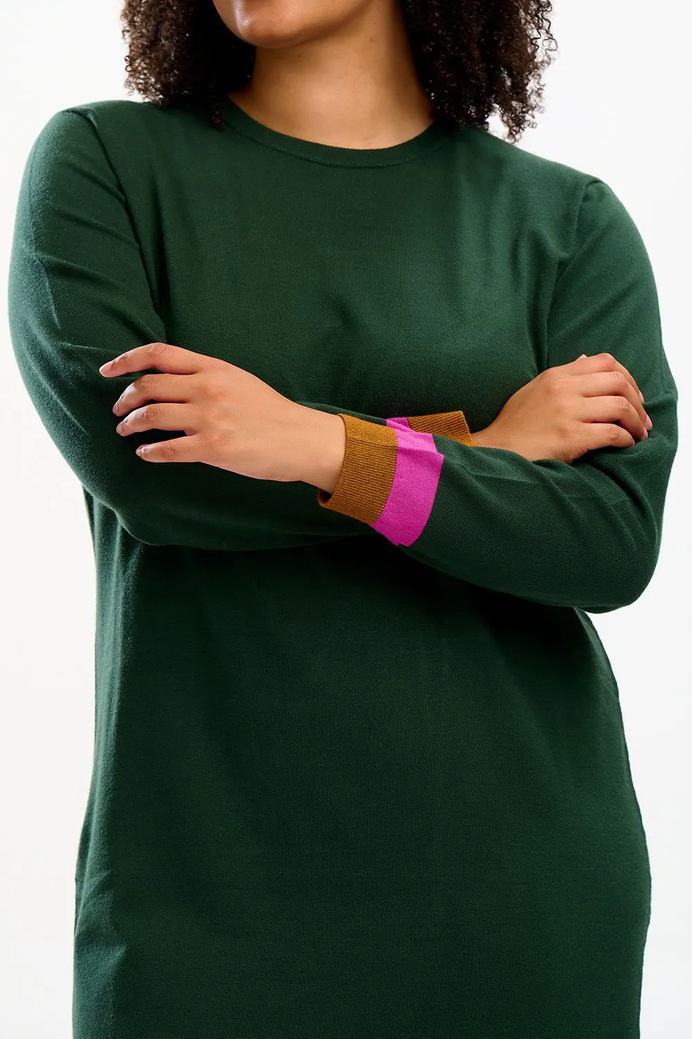 NALA MIDI KNIT DRESS (DARK GREEN/AUTUMN)