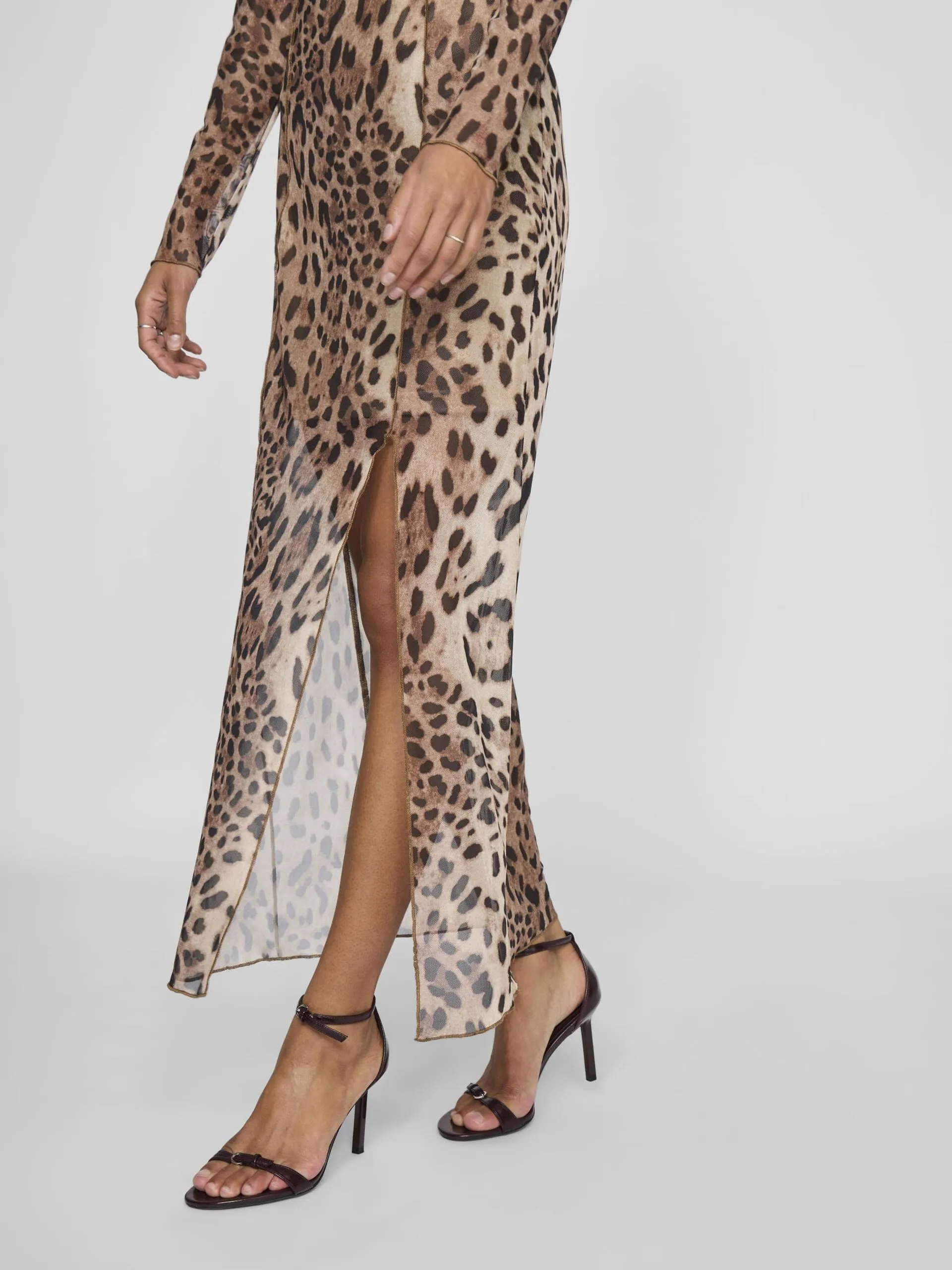 Ninna Mesh Midi Dress (Black/Leopard)