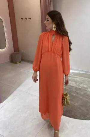 Ora Key Hole Dress (Orange)