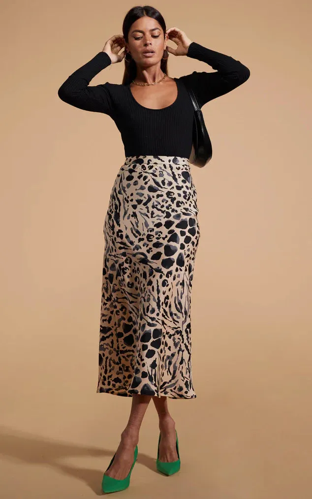 RENZO SKIRT (BUFF LEOPARD)