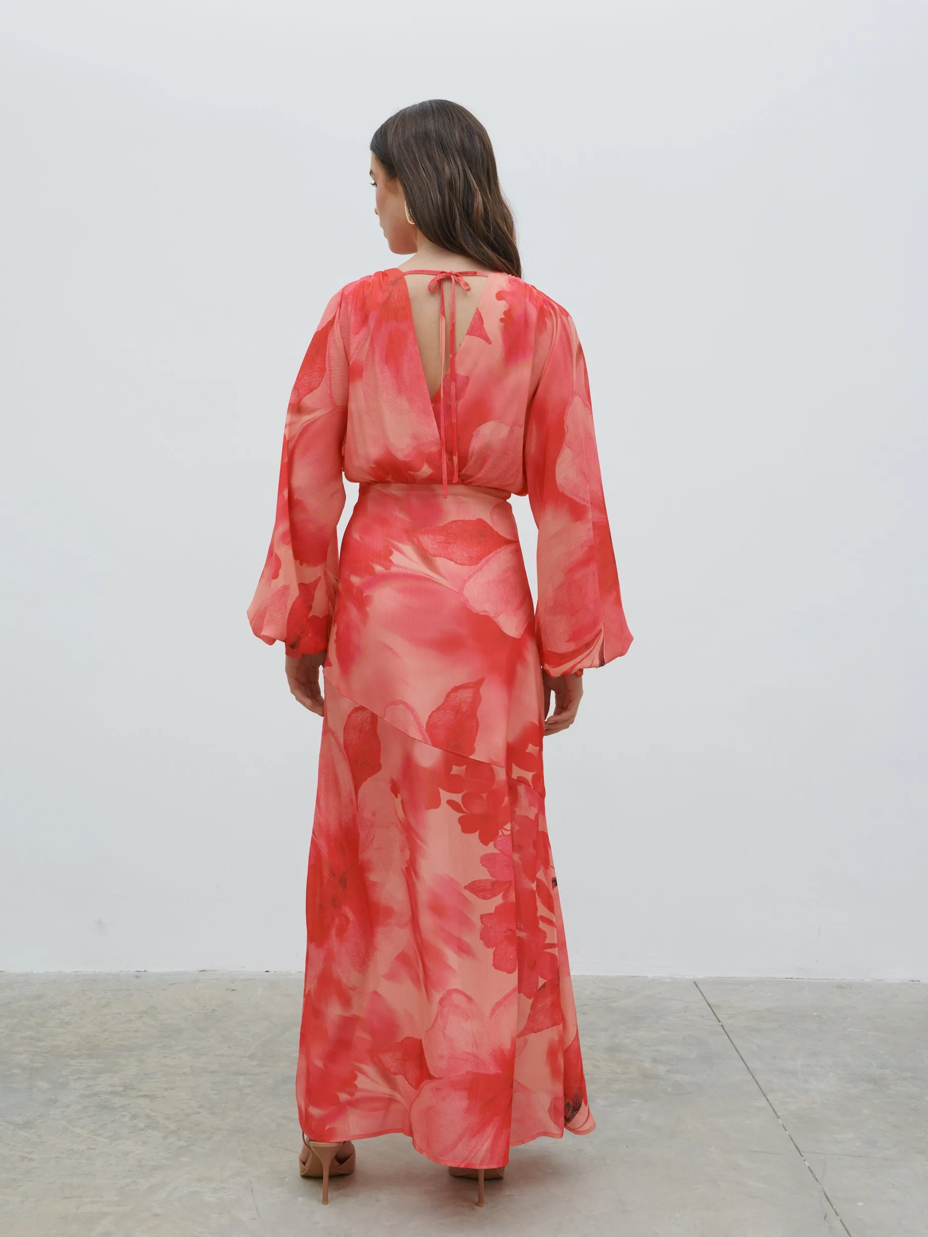 Theia Batwing Maxi Dress (Pink Floral)