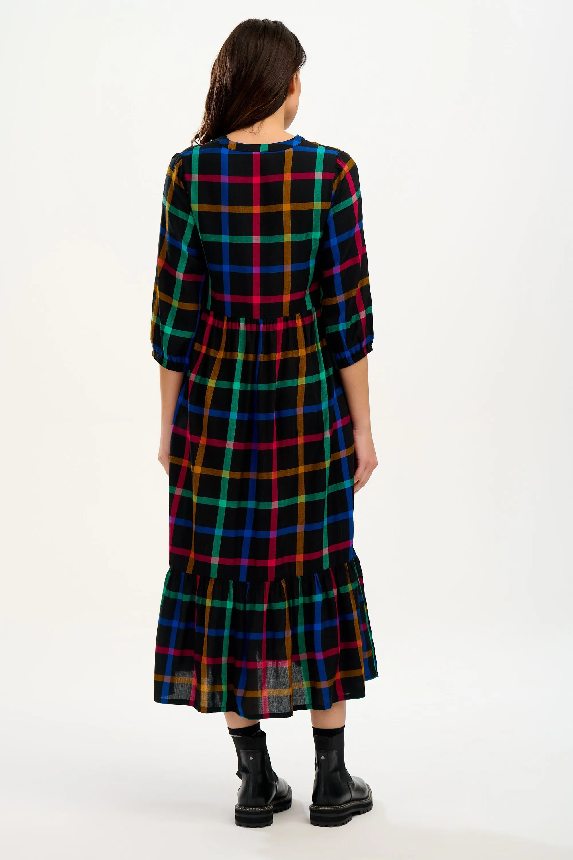 URI MIDI SMOCK DRESS (BLACK)
