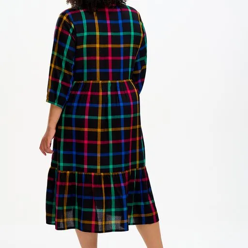 URI MIDI SMOCK DRESS (BLACK)